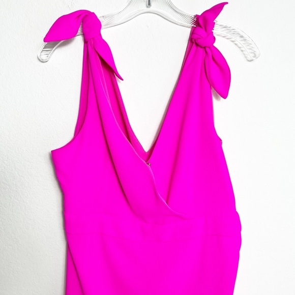 GILLI PINK V-NECK BOW SHOULDER MINI WOMEN DRESS SIZE LARGE - Picture 5 of 8